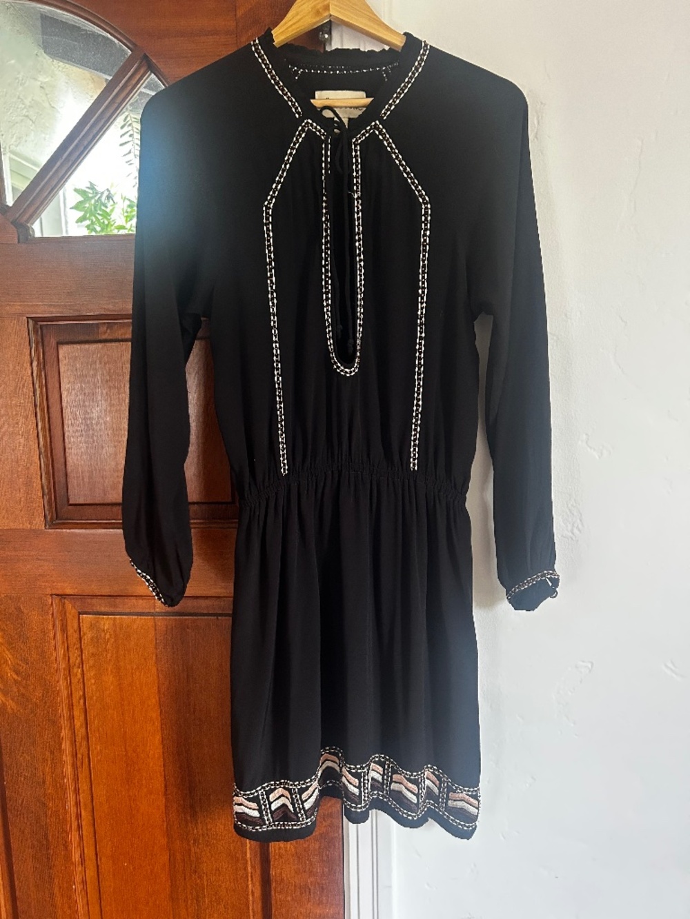 cleobella embroidered & beaded black dress size m
